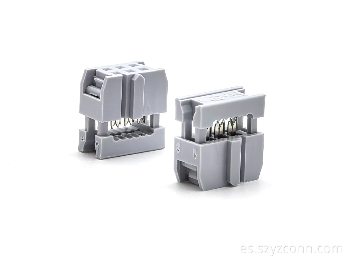 2.54mm Pitch IDC Socket Connector Three-Piece With Boss Bronze Half-Gold 6P